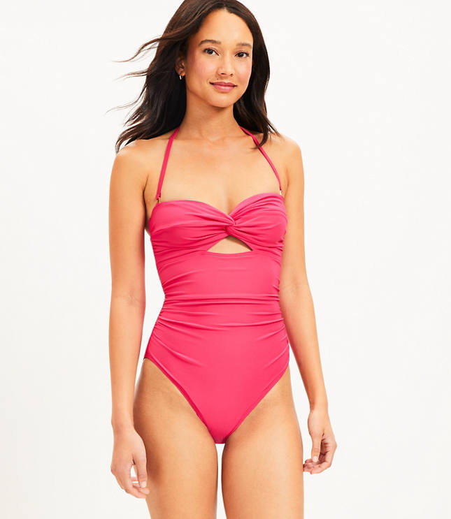 LOFT Beach Twist Bandeau One Piece Swimsuit