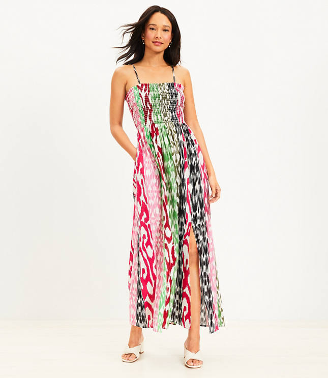 LOFT Beach Triple Cloth Short Sleeve Maxi Dress