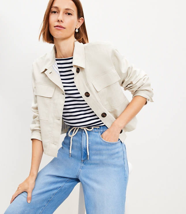 Petite Twill Drawstring Utility Jacket