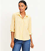 Petite Stripe Cotton Blend Relaxed Pocket Shirt carousel Product Image 1