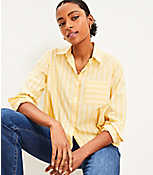 Petite Stripe Cotton Blend Relaxed Pocket Shirt carousel Product Image 2