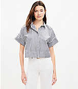 Petite Striped Cotton Modern Drop Shoulder Shirt carousel Product Image 1