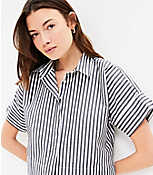 Petite Striped Cotton Modern Drop Shoulder Shirt carousel Product Image 2