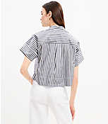 Petite Striped Cotton Modern Drop Shoulder Shirt carousel Product Image 3