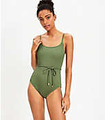 LOFT Beach Ribbed Belted One Piece Swimsuit carousel Product Image 1