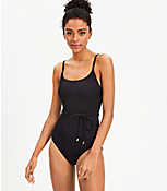 LOFT Beach Ribbed Belted One Piece Swimsuit carousel Product Image 1