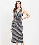 Petite Stripe Knotted Crossover Midi Dress carousel Product Image 1