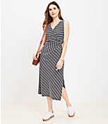 Petite Stripe Knotted Crossover Midi Dress carousel Product Image 2