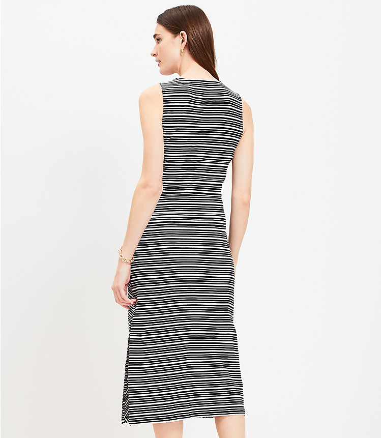 Petite Stripe Knotted Crossover Midi Dress image number 2