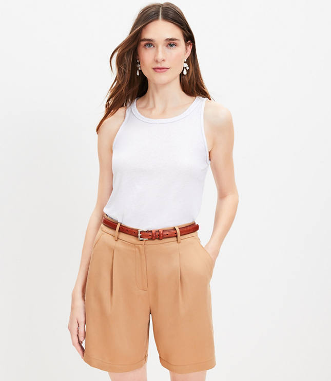 Foil Rope Trim Linen Blend Racerback Tank Top