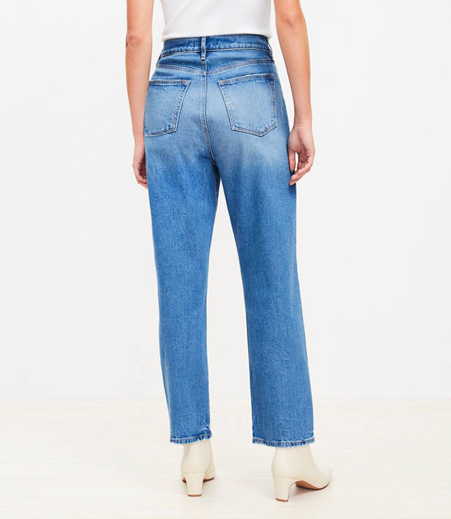 Curvy High Rise Straight Jeans in Vintage Mid Indigo Wash