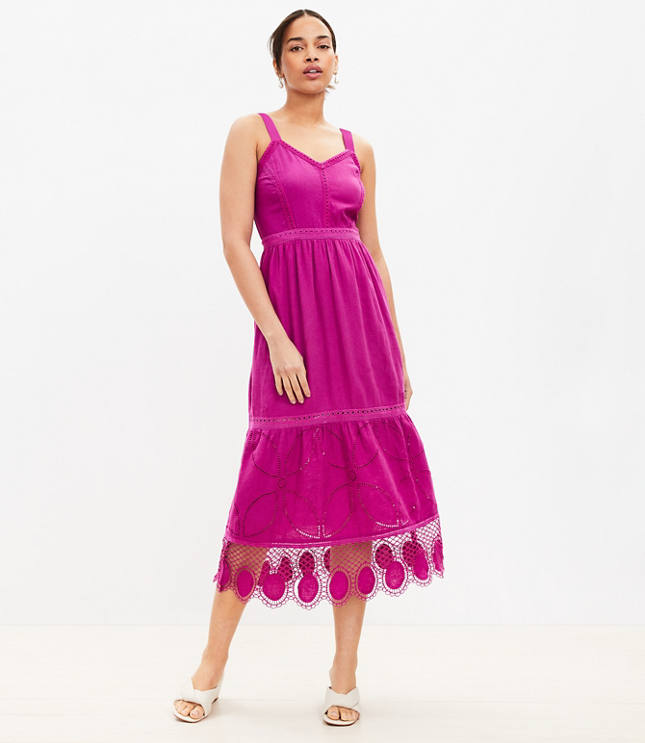 Petite Eyelet Open Back Maxi Dress