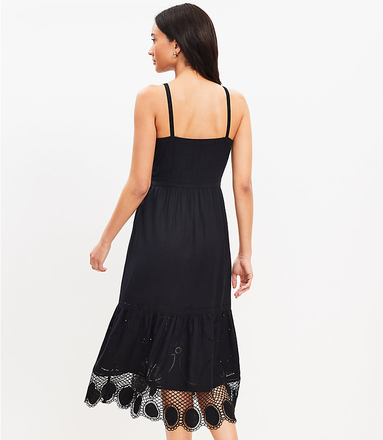 Petite Lace Trim Linen Blend Strappy Midi Dress image number 2