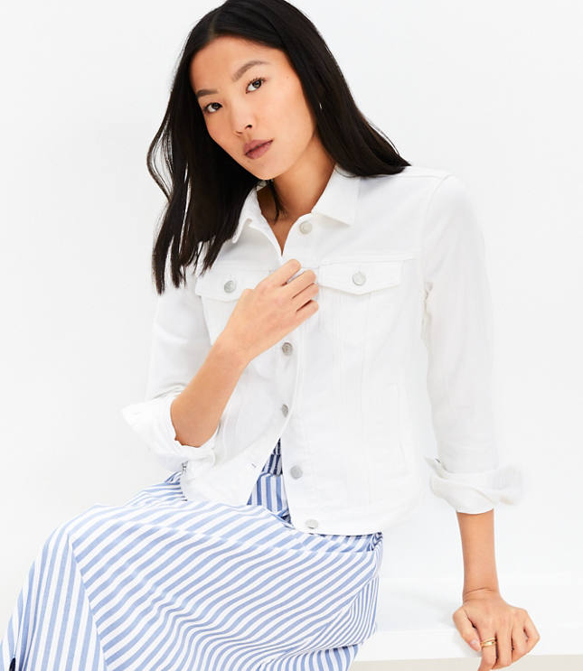 Ann taylor white denim 2024 jacket