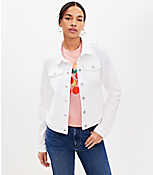 Cropped Denim Trucker Jacket in White carousel Product Image 1