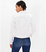 Cropped Denim Trucker Jacket in White carousel Product Image 3
