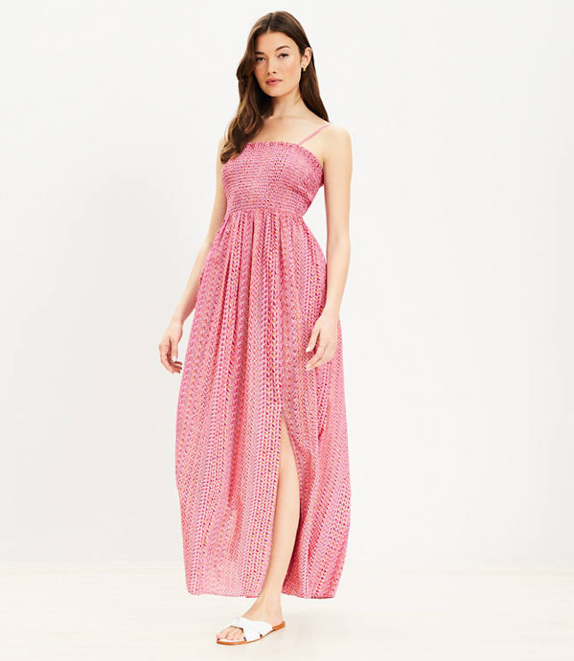 LOFT Beach Crochet Short Sleeve Maxi Dress