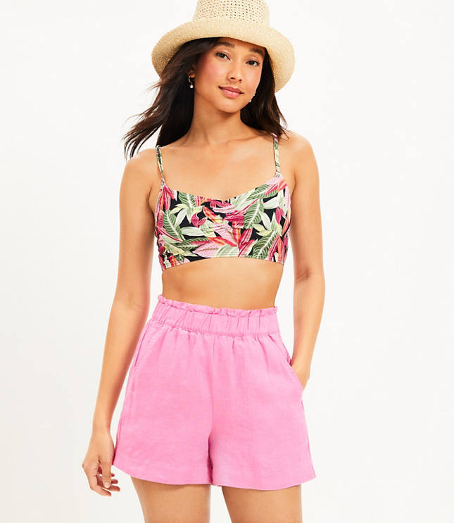 LOFT Beach Smocked Linen Shorts