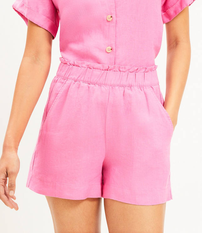 LOFT Beach Smocked Linen Shorts