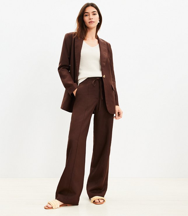 Linen Blend Straight Pants