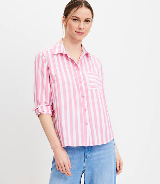 Petite Striped Relaxed Pocket Shirt