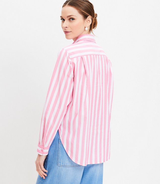 Petite Striped Relaxed Pocket Shirt