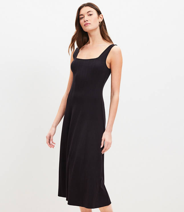 Tall Ponte Seamed Flare Midi Dress