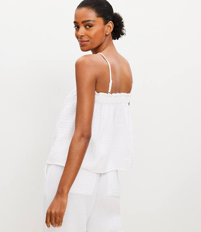 LOFT Beach Triple Cloth Ruffle Tank Top