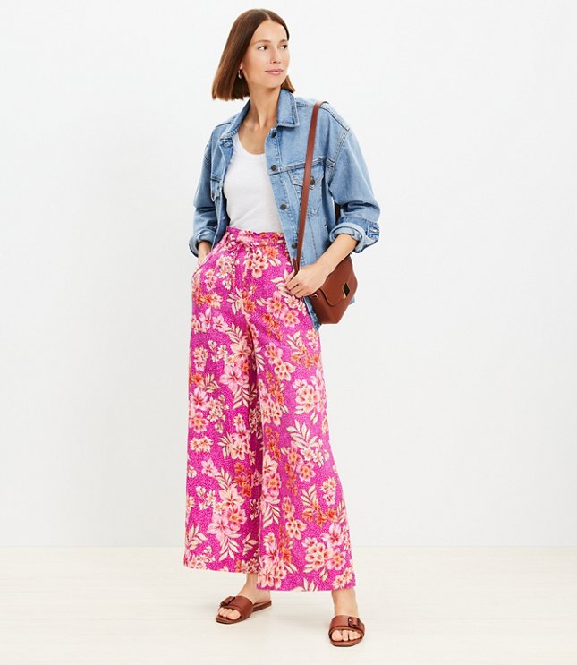 Petite Breezy Wide Leg Pants in Lily Linen Blend