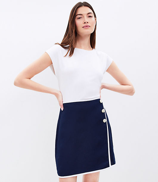 Loft Petite Tipped Linen Blend Wrap Skirt