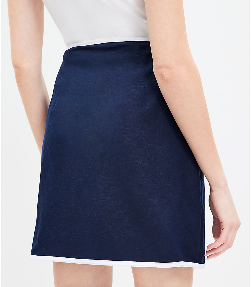 Petite Tipped Linen Blend Wrap Skirt