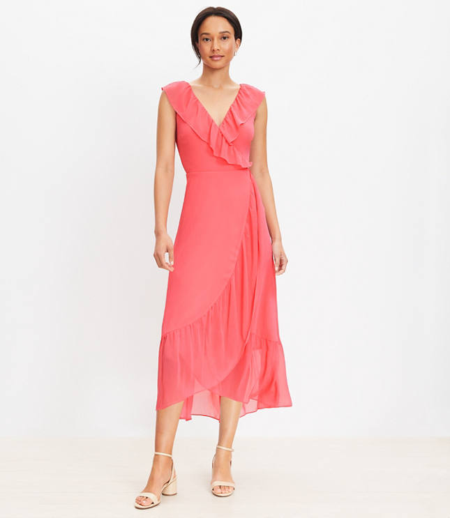 Crinkle Ruffle Midi Dress
