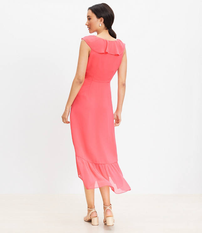 Floral Crinkle Ruffle Hem Dress