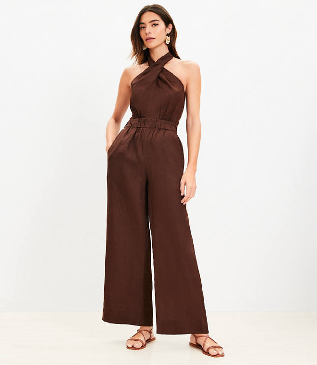 LOFT Beach Linen Halter Jumpsuit