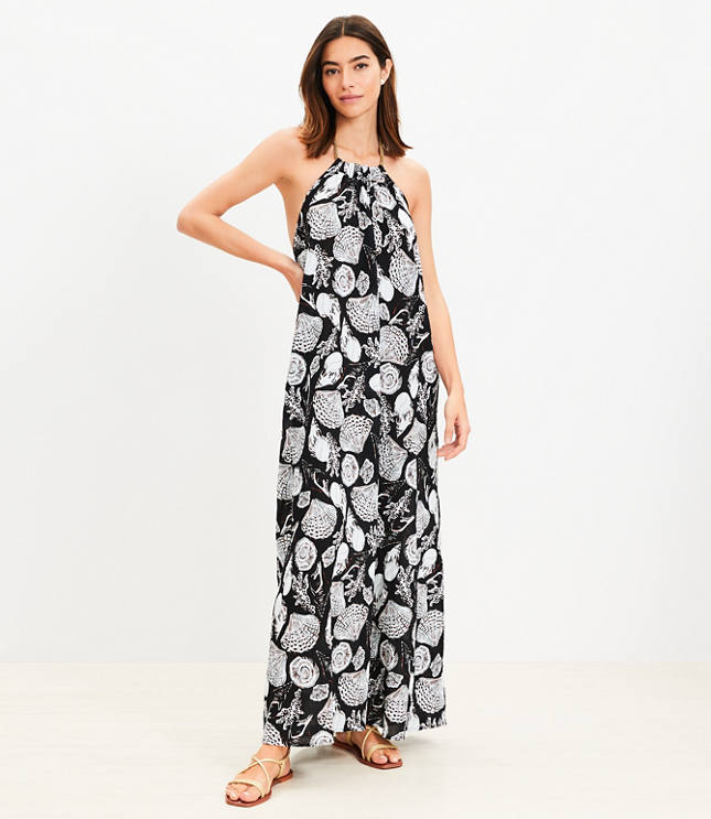 LOFT Beach Crinkle Halter Maxi Dress