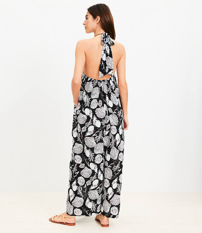 LOFT Beach Crinkle Halter Maxi Dress