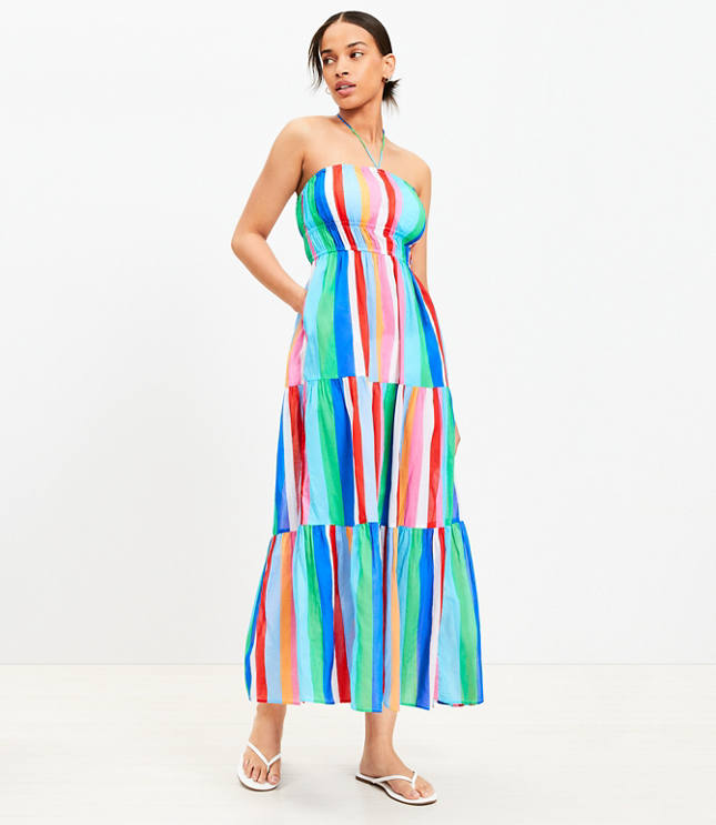 LOFT Beach Halter Maxi Swimsuit Coverup Pocket Dress