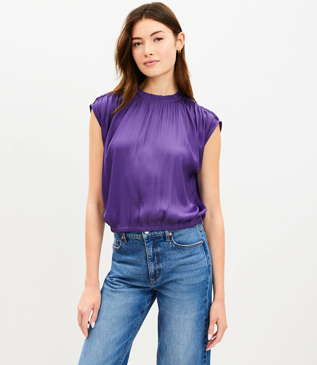 Ruffle Neck Bubble Hem Shell