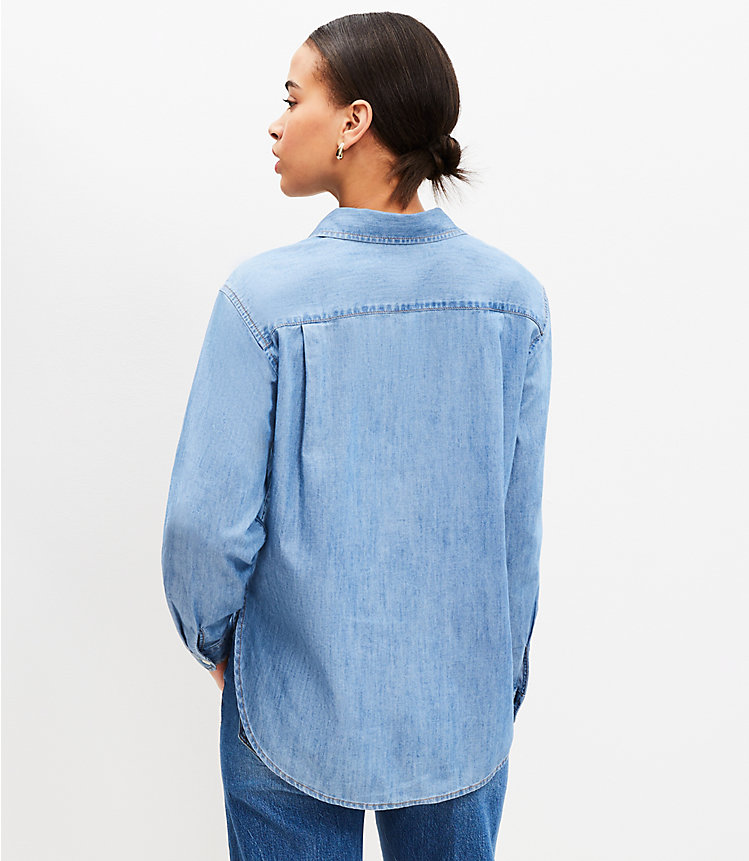 Petite Chambray Relaxed Pocket Shirt image number 2