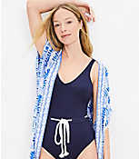 LOFT Beach Rope Tie Waist One Piece Swimsuit carousel Product Image 2