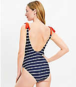 LOFT Beach Striped Plunge Bow Tie One Piece Swimsuit carousel Product Image 3