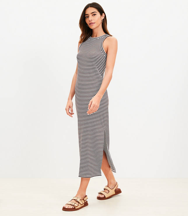 Striped Perfect Ribbed Tank Midi Dress