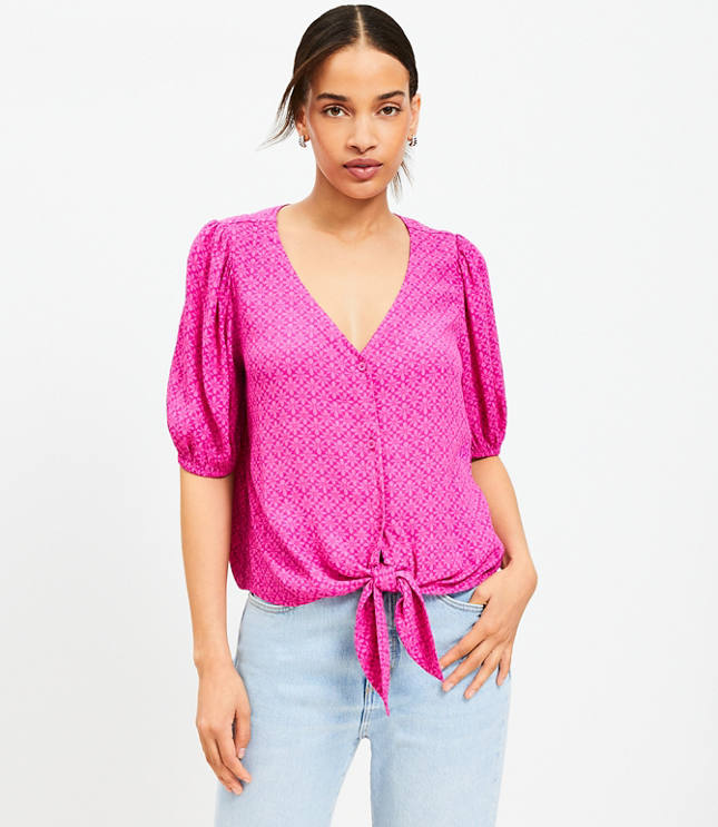 Clip Ruffle Tie Sleeve Top