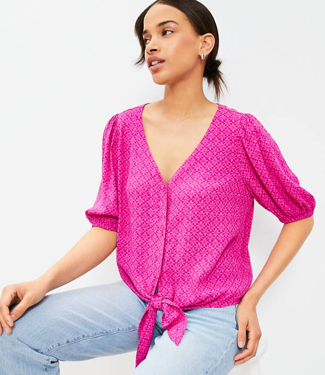 Clip Ruffle Tie Sleeve Top