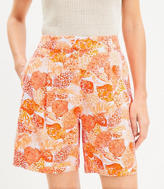 Belted Pleated Shorts in Floral Twill