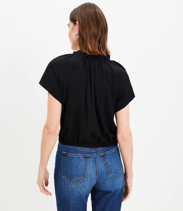 Front Tie Bubble Blouse