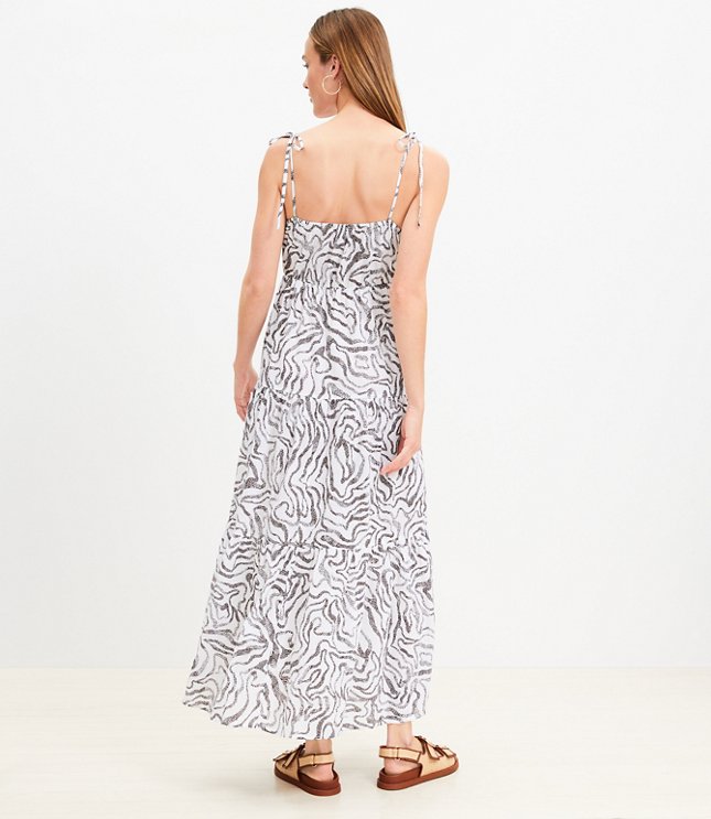 LOFT Beach Ripple Tie Strap Tiered Maxi Dress