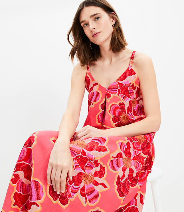 Floral Jacquard Cowl Neck Maxi Slip Dress