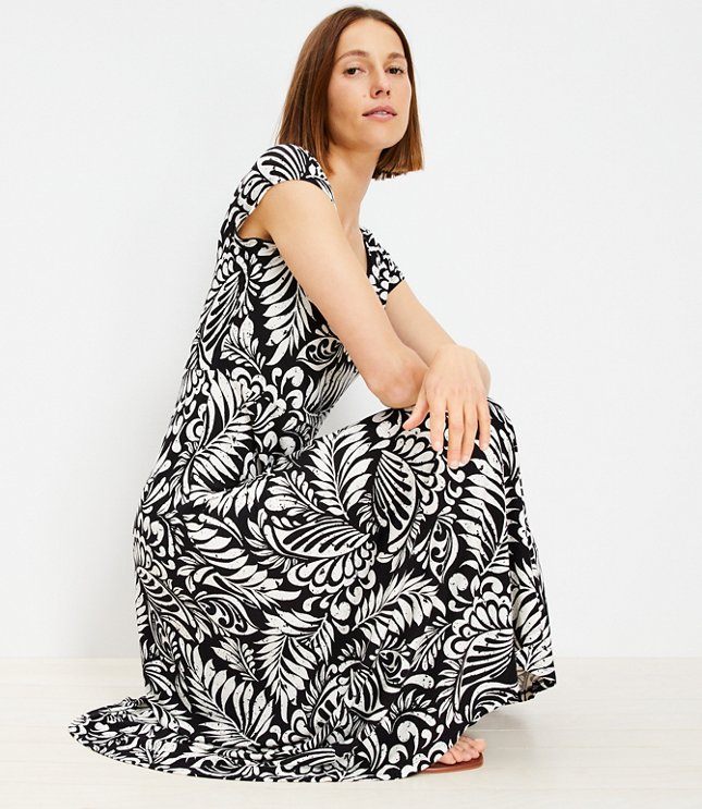 LOFT Beach Palm Cutout Maxi Dress