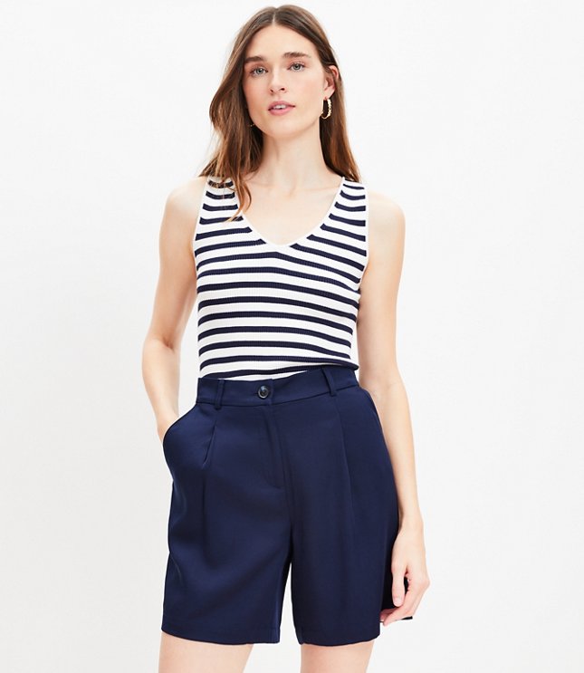 Petite Pleated Shorts in Emory with 6 Inch Inseam